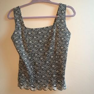 Black and white square neck tank top